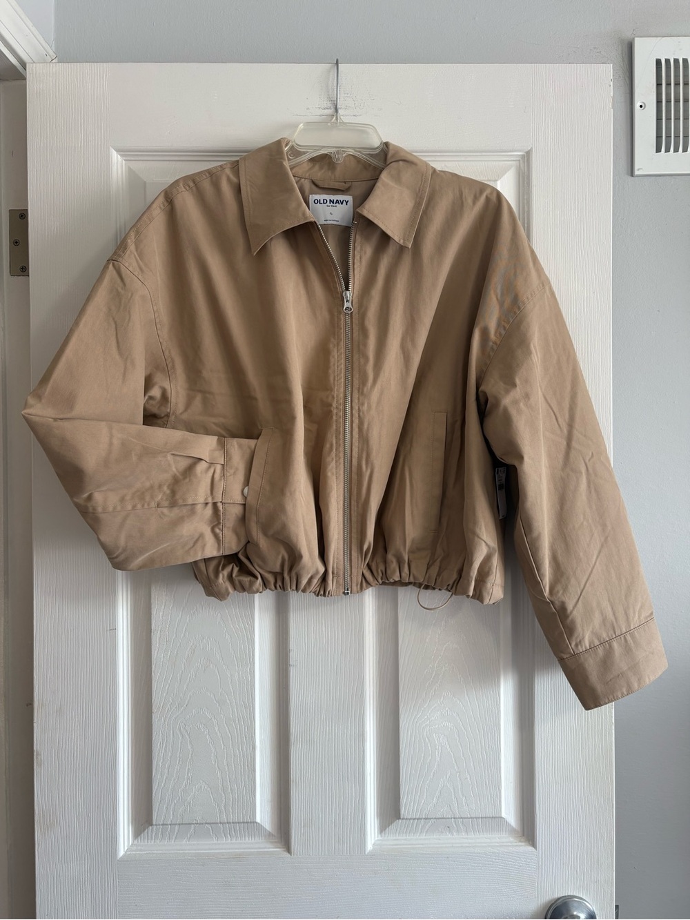 NET Khaki cropped zip front jacket